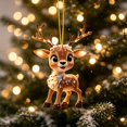 thumbnail image 1 of Hyknon Cute Acrylic Christmas Ornaments Pendant, Clear 2D Flat Festive Decor with Hanging Rope, Thick Reindeer Rearview Mirror Pendant, Portable Hanging Decor for Xmas Tree Car Backpack Holiday Gifts, 1 of 7
