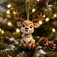thumbnail image 1 of Hyknon Cute Acrylic Christmas Ornaments Pendant, Clear 2D Flat Festive Decor with Hanging Rope, Thick Reindeer Rearview Mirror Pendant, Portable Hanging Decor for Xmas Tree Car Backpack Holiday Gifts, 1 of 7