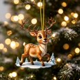 thumbnail image 1 of Hyknon Cute Acrylic Christmas Ornaments Pendant, Clear 2D Flat Festive Decor with Hanging Rope, Thick Reindeer Rearview Mirror Pendant, Portable Hanging Decor for Xmas Tree Car Backpack Holiday Gifts, 1 of 7