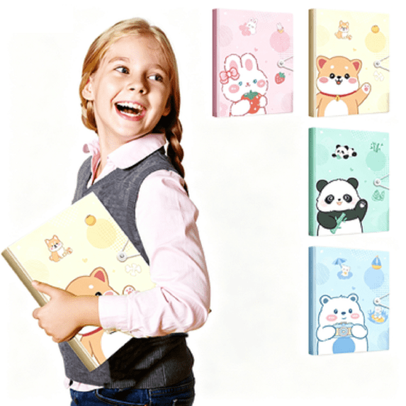 Hyknon Cute Cartoon Animal File Folder, 60 Sheets Storage Organizer with Elastic Band Closure, Accordion File Organizer, Waterproof Transparent Insert Document Holder for Home Office Test, Pink