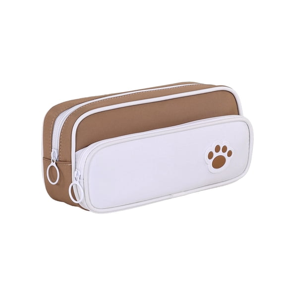 Hyknon Cute Pencil Case Large Capacity Double Zipper Pencil Pouch Organizer with Paw Patchwork Waterproof Stationery Storage Bag for College Office Classroom Supplies