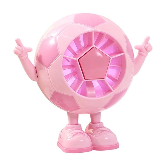 Hyknon Desk Fan, Portable Soccer Desk Fans with USB Charging, 5-Speeds Personal Fan Small Tabletop Cooling Fan, Multifunctional Table Fan with Colorful LED Light for Nightstand Dorm Travel, Pink