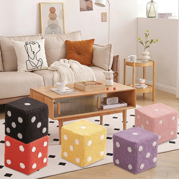 Hyknon Dice Foot Stool Ottoman, Dice Small Square Footstool for Foot Rest, Soft Shoe Benches Home Entryway Cubes Stool, Simple Base Cube Household Seating Stool for Home Living Room Bedroom, Purple
