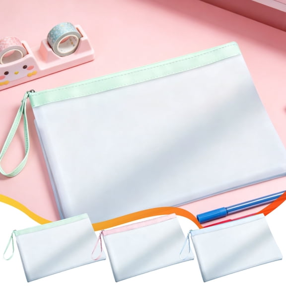 Hyknon Document Archive Storage Bag, A5 Large Capacity Solid Color Collection Bag, Portable Lightweight File Folder with Handheld Strap, Waterproof File Organizer for Home Office Certificate, Pink