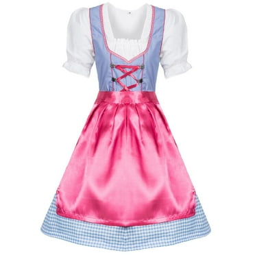 Girls Dress Maid Lace Apron German Dirndl Bavarian Oktoberfest 4 Years