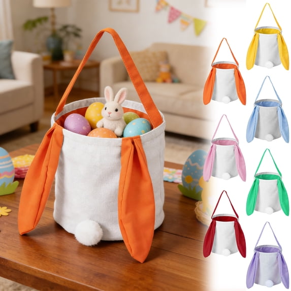 Hyknon Easter Bunny Basket for Egg Hunt Red Large Easter Baskets with Handle Durable Gift Basket Handbag for Baby Shower Birthday Party