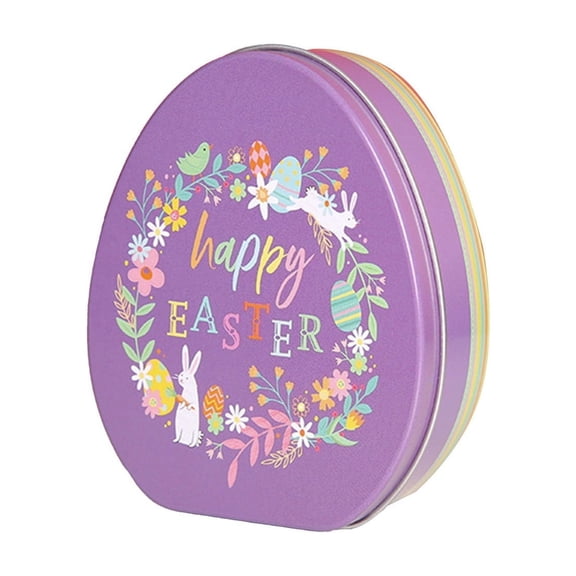 Hyknon Easter Candy Box Egg Shaped Gift Container Boxes Metal Bunny Treat Storage Box Assorted Party Supplies for Friends Colleague Classmates