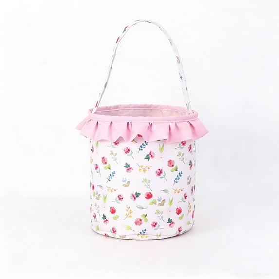 Hyknon Easter Floral Basket for Egg Hunt Vibrant Fabric Storage Gift Basket with Handle Large Easter Baskets for Women Birthday Party Favors