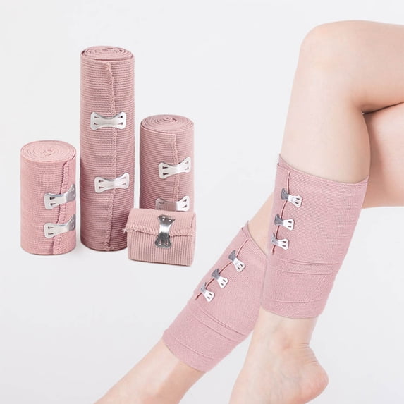 Hyknon Elastic Compression Wrap Band, Ajustable Compression Strap with Buckle, Reusable Breathable Brace for Women Wen, Relieves Pain Sports Bandage for Outdoor Activities Protection(Pink C)