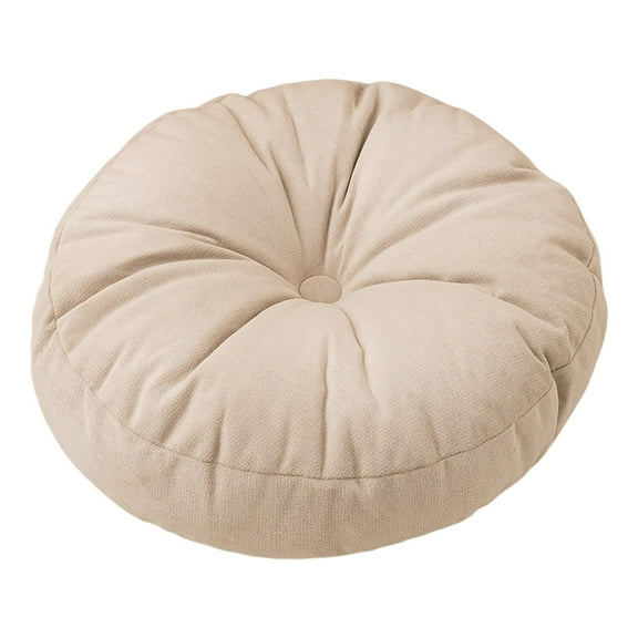 Hyknon Floor Pillow Stuffed Thickened Large Floor Cushions for Adults Fabric Round Beige Floor Seating for Yoga Sitting Living Room Tatami (15.7Inch)
