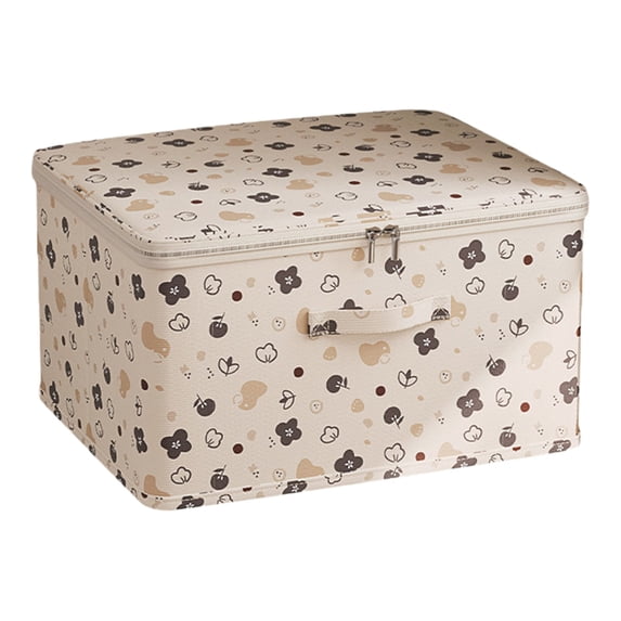 Hyknon Floral Fabric Storage Box, Large Organizer Box With Zipper, Dustproof Durable Closet Organizer, Foldable Neat Storage Container, Multi-Purpose Organization for Clothes Toys 19×15×12 Inch