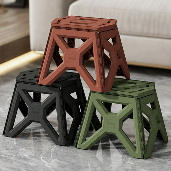 Hyknon Folding Step Stool with Handle Portable Non-Slip Stepping Stool Plastic Sturdy Step Stools for Adults Camping Fishing, Brown