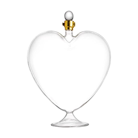 Hyknon Glass Bottles Large Capacity Heart Shaped Whiskey Decanter with Lid Wine Container Clear Glass Jars for Valentine's Day Party Wedding