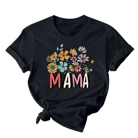 Hyknon Graphic Tees for Women 2025 Fashion Floral Printed Short Sleeve Round Neck T-shirt Mother's Day Gifts Casual Loose Fit Versatile Summer Tops