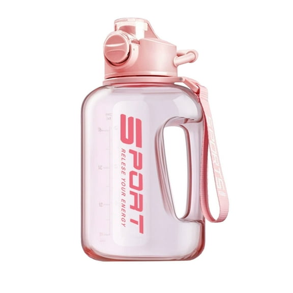 Hyknon Half Gallon Large Water Bottle Leakproof Portable Black Water Jug with Handle Time Marker Plastic Reusable Flask for Gym Fitness Outdoor