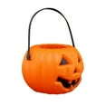 thumbnail image 1 of Hyknon Halloween Trick or Treat Bucket, Spooky Pumpkin Jack-o-Lantern Face Basket, Plastic Candy Snack Gift Holder, Portable Reusable Handheld Storage Bucket for Trick-or-Treat Party Decor 3.9", 1 of 5