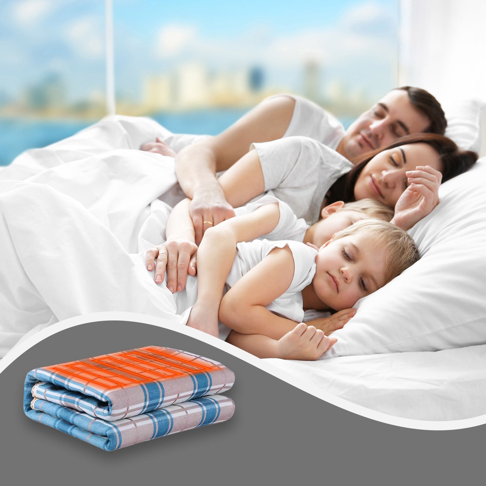 Hyknon Heated Blanket Non-Woven Breathable Electric Throw Blanket 59x31.5" Comfortable Blue Heating Blanket for Living Room Office Car