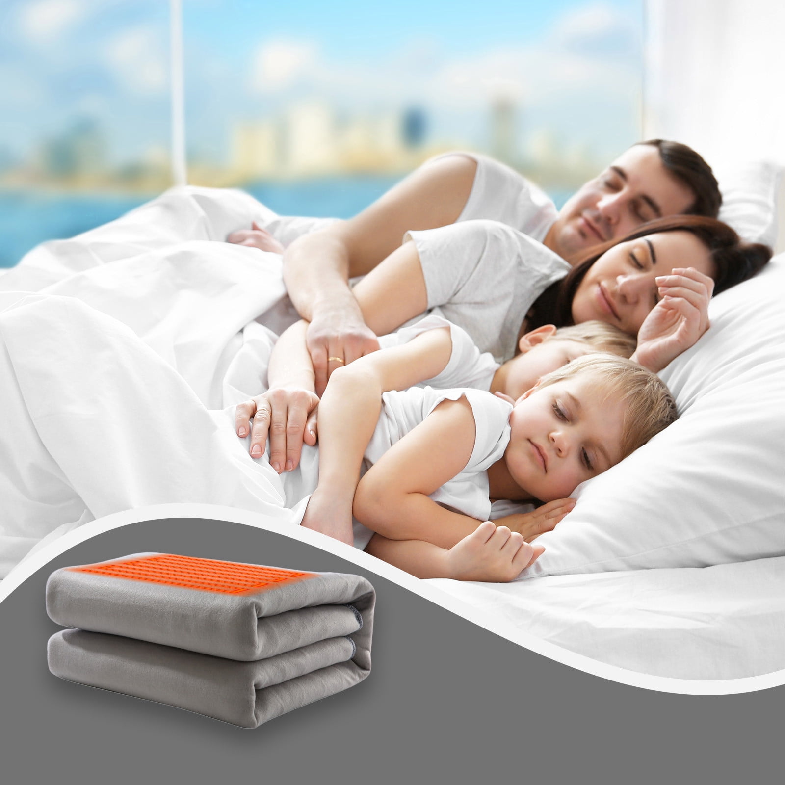 Hyknon Heated Blanket Non-Woven Breathable Electric Throw Blanket 59x31.5" Comfortable Gray Heating Blanket for Living Room Office Car