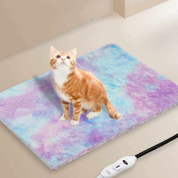 Hyknon Heated Cat Bed for Indoor 3-Modes Waterproof Heating Pad with Overheat Protection Insulated Scratch-Resistant Mat for Small Dogs Kitten (15.7x11.8 Inch)