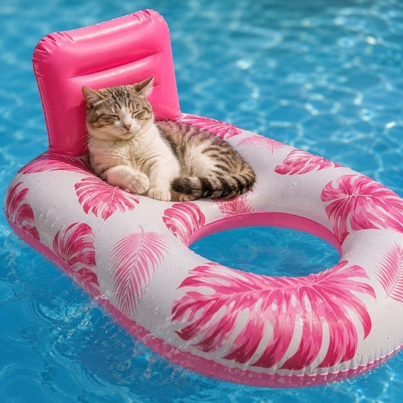 Hyknon Inflatable Pool Floats Lounge for Adults Floating Chair with Head & Foot Rest Palm Leaf Water Pool Rafts for Swimming Pool Beach Lake