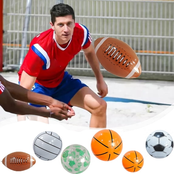 Hyknon Inflatable Sports Beach Ball Large Assorted Beach Pool Toys PVC Pool Balls Bulk Water Games for Adults Summer Party Supplies Decoraitons