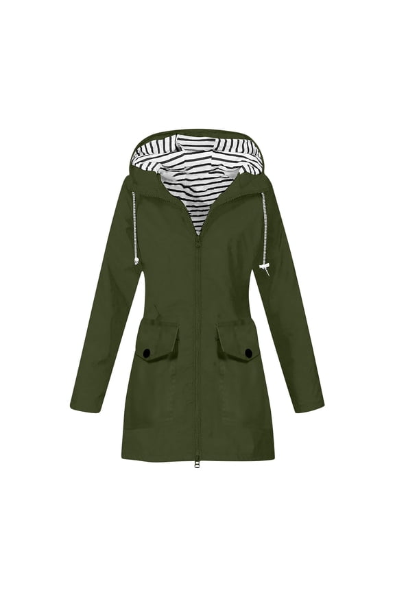 Jackets for Women 2025 Fall Fashion Solid Color Windproof Outdoor Hooded Jacket Loose Fitting Dstring Lightweight Running Hiking Windbreaker Coat with Pockets