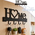 thumbnail image 1 of Hyknon Key Holder Wall Mount, Adhesive Key Rack with 4/6 Hooks Hanger for Car Key Ring, Home/Flower/Fishbone Metal Key Chain Organizer, Key Holder for Entryway Bathroom Kitchen Office, Black, 1 of 7