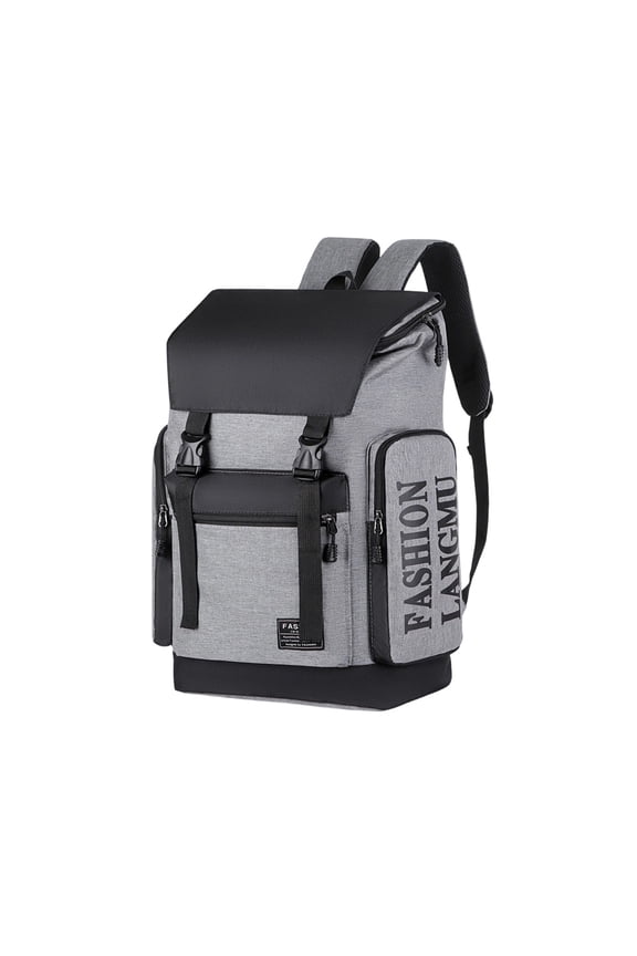 Laptop Backpack for Women Men, Large Capacity Travel Backpack with Multi‑Pocket, Carry On Backpack with Snap‑Buckle Closures, Casual Travel Daypack for Daily Short Trips Office College, Gray
