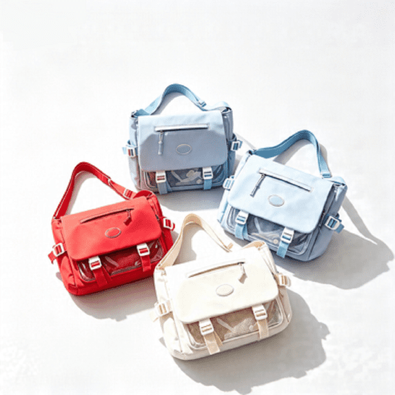 Hyknon Large Capacity Crossbody Bags for Women, Multi-Compartment Lightweight Shoulder Bag with Multi-Pocket, Simple Messenger Bag with Adjustable Straps, Clear Window Bag for Campus Daily Use, Red