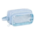 thumbnail image 1 of Hyknon Large Capacity Pencil Case, 3 Compartments & Clear Window Pencil Pouch with Zippers, Portable Stationery Makeup Storage Bag Organizer for Classroom College, 1 of 7