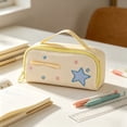 thumbnail image 1 of Hyknon Large Capacity Pencil Case Pen Pouch, Bow Star Pencil Holder with Handle, Cute Stationery Bag with Zipper, Portable Pen Pouch for Women Men Adult, Durable Storage Organizer for College, Yellow, 1 of 6