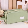 thumbnail image 1 of Hyknon Large Capacity Pencil Case Pen Pouch, Multi-layered Pencil Holder with Handle, Solid‑Color Storage Bag with Zipper, Durable Pen Pouch for Adult, Portable Storage Bag for Office College, Green, 1 of 6