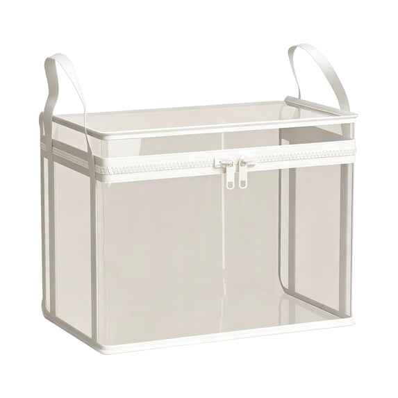 Hyknon Large Clear Storage Bins Foldable Closet Organizer Container with Zipper & Reinforced Handles Waterproof Storage Bags for Clothes Toys Blankets Bedding