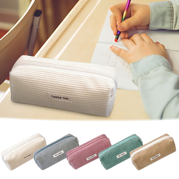 Hyknon Large Pencil Cases Pen Pouch, Solid Color Pencil Box Holder, Durable Stationery Bag with Zipper, Portable Pen Pouch for Women Men, Storage Bag for College Office Travel 7.5"×2.4"×2.8", Pink