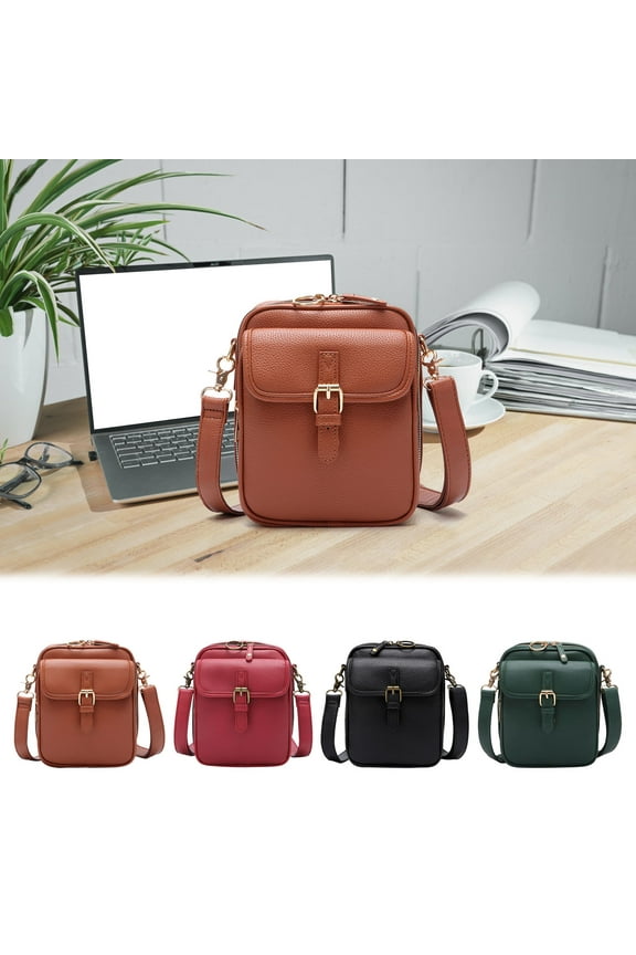 Leather Crossbody Bags for Women Vintage Large Capacity Cross Body Shoulder Bag Red Lightweight Messenger Purse Bag for Daily Travel