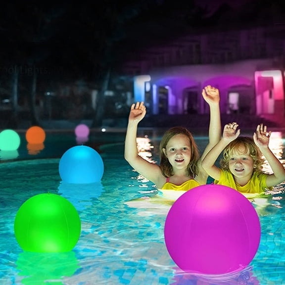 Hyknon Light up 16" Beach Balls for Pool Toys 16 Color 4 Modes Lightweight Pool Balls with Remote Control Glow in The Dark LED Floating Pool Lights for Party Games Birthday