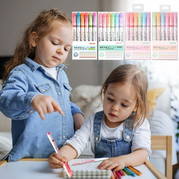 Hyknon Linear Highlighters 6 Assorted Colors, Office Supples, No Bleed, Quick Dry, Fade Resistant, Chisel Tip Markers for Teachers Classroom Adults Coloring