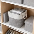 thumbnail image 1 of Hyknon Linen Fabric Storage Baskets, Foldable Organizer Bins with Rope Handles, Cubes Storage Basket, Soft Durable Organizer Bins, Multi-Purpose Storage Bins for Clothes Shelves Bedroom Toys, Gray, 1 of 6