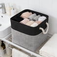 thumbnail image 1 of Hyknon Linen Fabric Storage Baskets, Foldable Organizer Bins with Rope Handles, Cubes Storage Basket, Soft Durable Organizer Bins, Multi-Purpose Storage Bins for Clothes Shelves Bedroom Toys, Black, 1 of 6