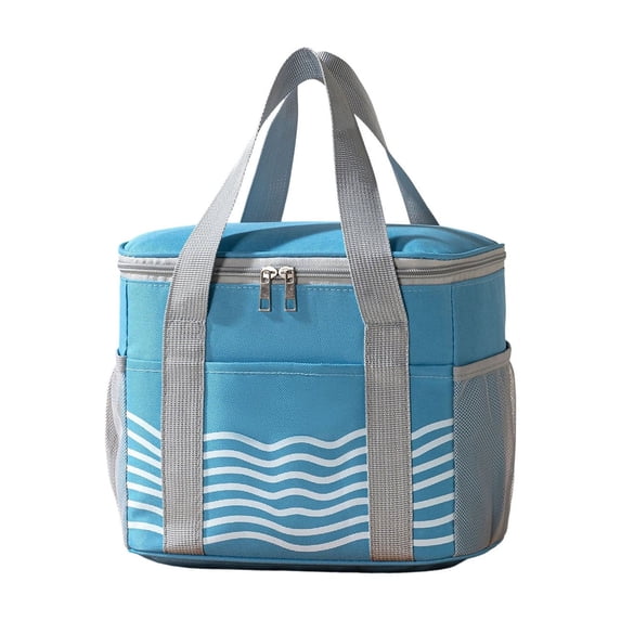 Hyknon Lunch Bag Women, Insulated Lunch Bags for Women Adult with Side Mesh Pockets, Lunch Bag for Men with Handheld, Reusable Lunch Bag for Work Picnic, Leakproof Large Lunch Box for Travel, Blue