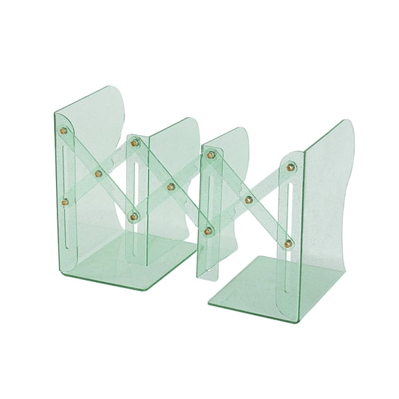 Hyknon Magazine Ends, Adjustable Magazine Holders with Non-Slip Pads for Shelves, Expandable Designs Magazine Organizer with 2 Dividers, Transparent Magazine Stopper for Home Office, Green