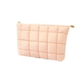 thumbnail image 1 of Hyknon Makeup Bag Travel Toiletry Bag, Quilted Simple Cosmetic Pouch with Zipper, Portable Nylon Makeup Organizer Case, Lightweight Puffy Padded Storage Bag for Women Work Trips Vacations Daily, Pink, 1 of 6