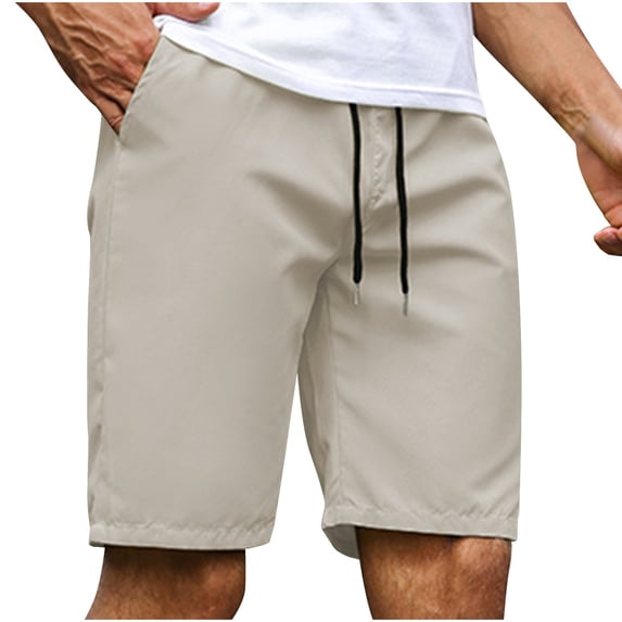 Hyknon Mens Shorts Summer Fashion Lightweight Quickly Dry Sports Workout Shorts Loose Fitting Drawstring Solid Color Straight Leg Shorts with Pockets