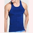 thumbnail image 1 of Hyknon Mens Slimming Body Shaper Vest, Elastic Compression Shirt, Tummy Control Slimming Tank Top, Comfortable Abs Abdomen Workout Vest, Simple Base Undershirt for At home Exercise Fitness（Blue XXL）, 1 of 6