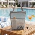 thumbnail image 1 of Hyknon Mesh Toiletry Tote Bag, Quick Drip Breathable Beach Mesh Crossbody Bags Carry Pouch with Zipper Top, Portable Makeup Bag Handbag for Bathroom Storage Gym Showers Trips Travel Toiletries, Gray, 1 of 6