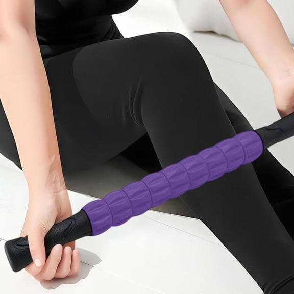 Hyknon Muscle Roller Massage Roller Stick, 9 Rollers Deep Tissue Fascia Body Massage for Pain Relief, Non-Slip Handles Portable Muscle Recovery Roller, Muscle Roller for Athletes Trainers, Purple