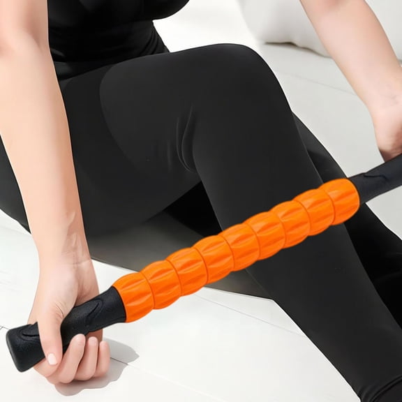 Hyknon Muscle Roller Massage Roller Stick, 9 Rollers Deep Tissue Fascia Body Massage for Pain Relief, Non-Slip Handles Portable Muscle Recovery Roller, Muscle Roller for Athletes Trainers, Orange
