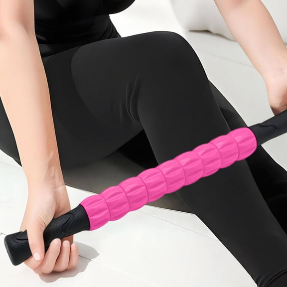 Hyknon Muscle Roller Massage Roller Stick, 9 Rollers Deep Tissue Fascia Body Massage Tool for Pain Relief, Non-Slip Handles Portable Muscle Recovery Roller, Muscle Roller for Athletes Trainers, Pink