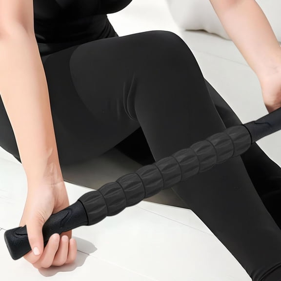 Hyknon Muscle Roller Massage Roller Stick, 9 Rollers Deep Tissue Fascia Body Massage Tool for Pain Relief, Non-Slip Handles Portable Muscle Recovery Roller, Muscle Roller for Athletes Trainers, Black