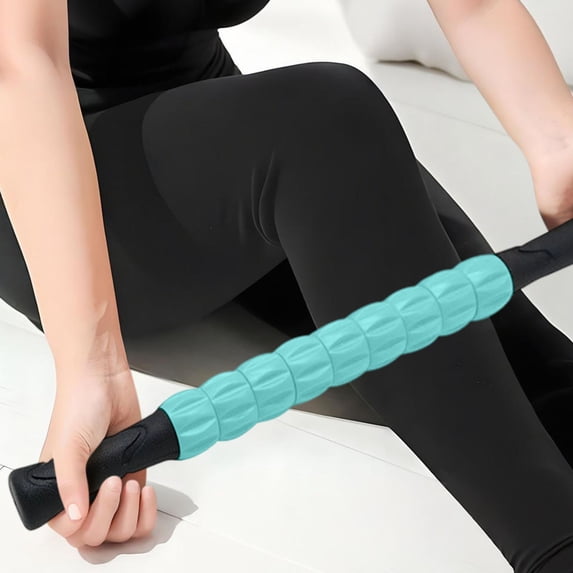 Hyknon Muscle Roller Massage Roller Stick, 9 Rollers Deep Tissue Fascia Body Massage Tool for Pain Relief, Non-Slip Handles Portable Muscle Recovery Roller, Muscle Roller for Athletes Trainers, Green